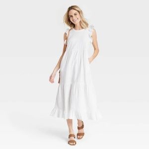 Universal Thread White Midi Tiered Dress